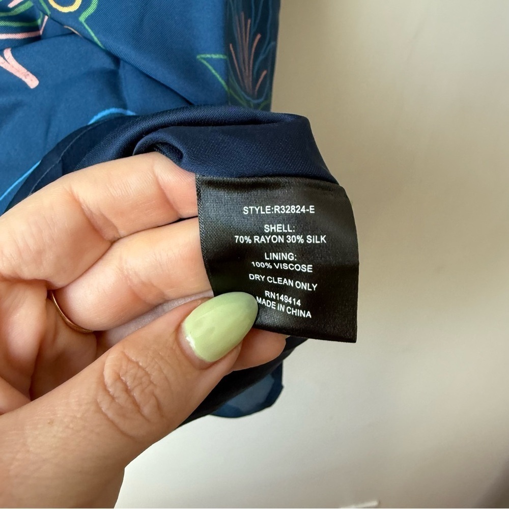 Johnny Was Jade Lorainne Blue Patterned Silk Blend Mini Dress S - Picture 9 of 10